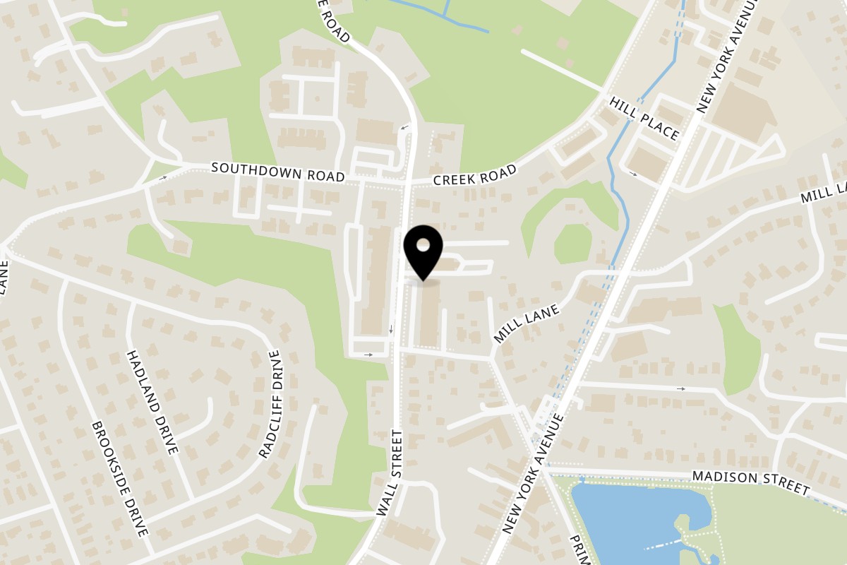 Map showing the location of Sushi Day on 212 Wall St Unit c in Huntington